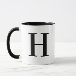 Caneca Personalizado Moderno Monograma Preto Letra H Pers