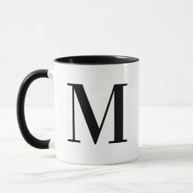 Personalizado Moderno Monograma Preto Letra M Pers