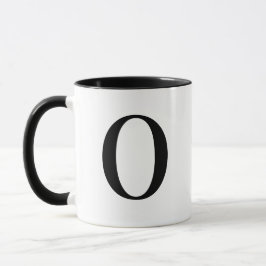 Caneca Personalizado Moderno Monograma Preto Letra O Pers