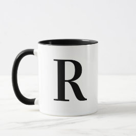 Caneca Personalizado Moderno Monograma Preto Letra R Pers