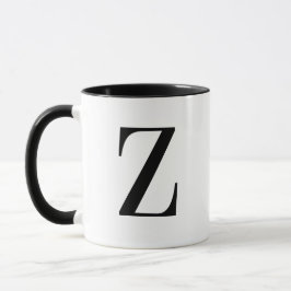 Caneca Personalizado Moderno Monograma Preto Letra Z Pers
