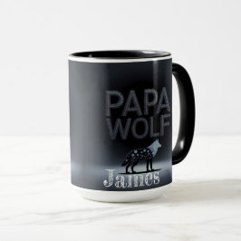 Caneca Personalizado Papa Wolf Nature Silhouette