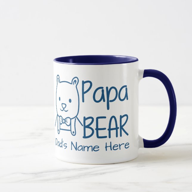 Caneca Personalizado para Pai Blue Papa Bear de dois lado (Direita)