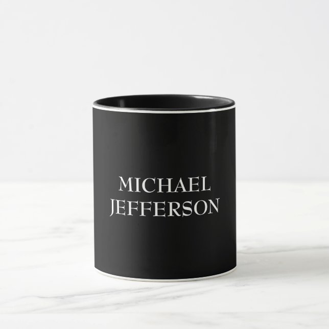 Caneca Personalizado Personalizado Preto Branco Simples E (Centro)