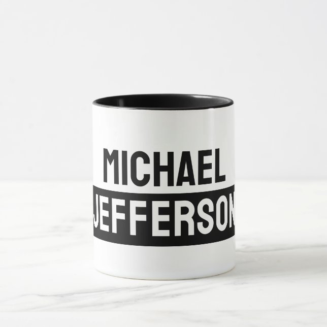 Caneca Personalizado Personalizado Preto Branco Simples E (Centro)
