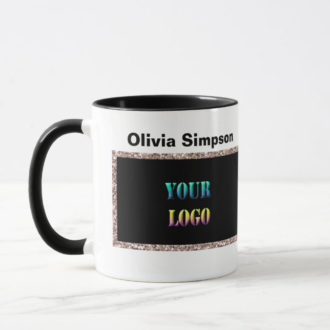 Caneca Personalizado seu nome de espaço de texto da empre (Esquerda)