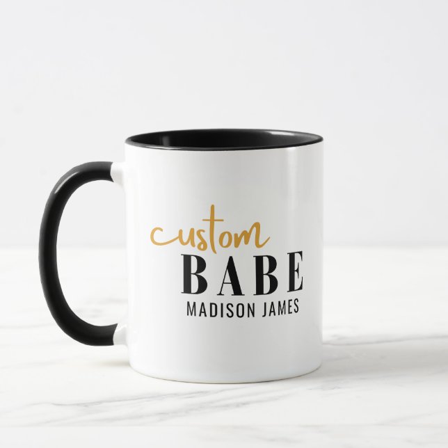 Caneca Personalizar Babe Engraçado Dizendo Nome Personali (Esquerda)