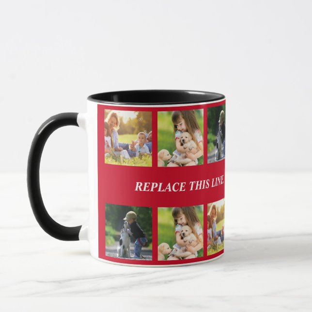 Caneca Personalizar colagem e texto de fotos (Esquerda)