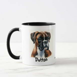 Caneca Personalizar /Cute Portriz Aquarela Boxer