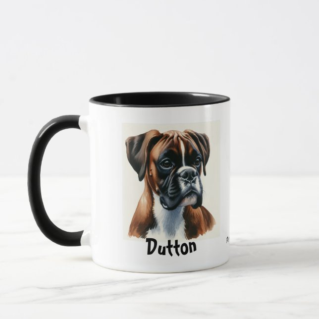 Caneca Personalizar /Cute Portriz Aquarela Boxer (Esquerda)