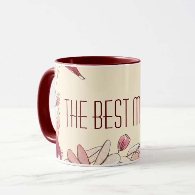 Caneca Personalizar Dia de as mães de tema do Warm Flower (Frente Esquerda)