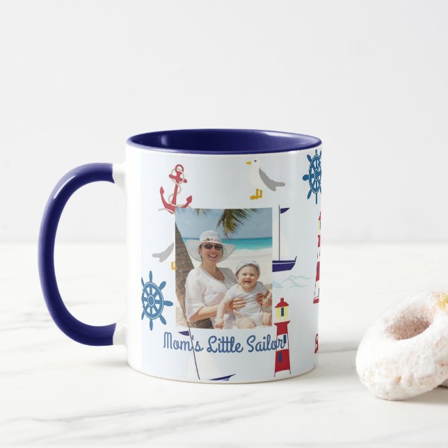 Caneca Personalizar Mãe Pequeno Marinheiro Náutico (Com Donut)