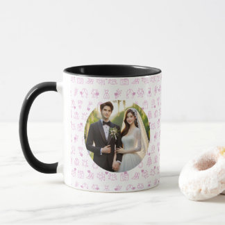 Caneca Personalizar,Melodia do Amor: Padrão de Linhas de 