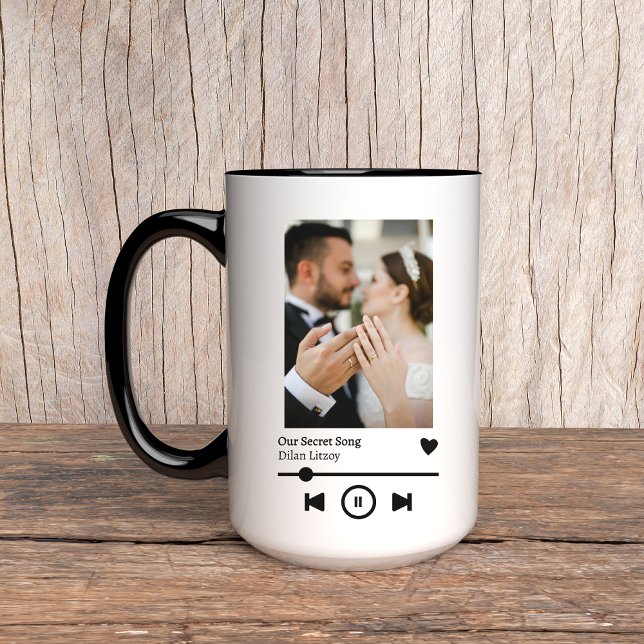 Caneca Personalizar Mug de Música Fotográfica, Presente d (anniversary gift mug, birthday gift mug, music mug for him, music mug for her, custom song mug, )
