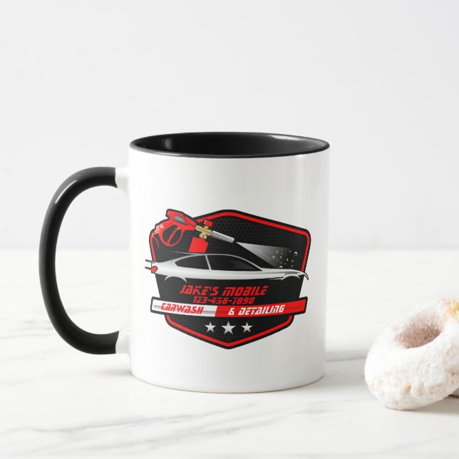 Caneca Personalizar Negócios de Detalhamento de Lavagem d (Com Donut)