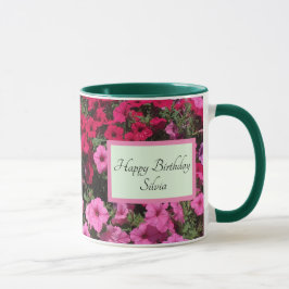 Caneca Personalizar nome e texto Flores de Aniversário Ca
