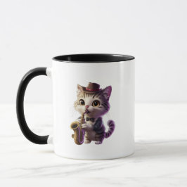 Caneca Personalizar o nome Saxy Saxofone Cat