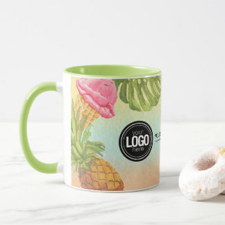 Caneca Personalizar sorvete de aquarela do logotipo empre