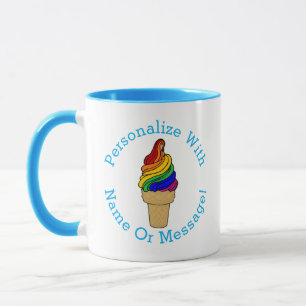 Caneca PERSONALIZAR Sorvete de espiral do arco-íris