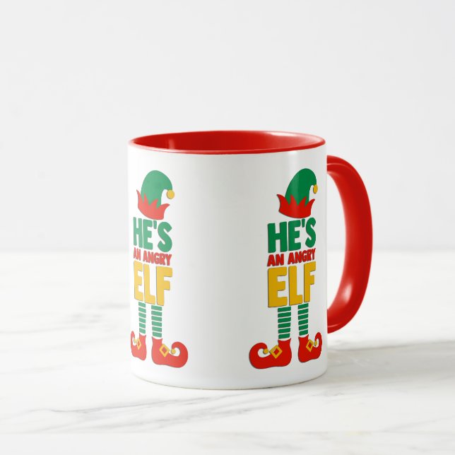 Caneca Personalizável Ele é um Elf Irritado (Frente Esquerda)