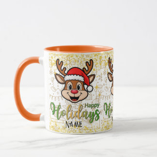 Caneca Personalize Duo Tone Mug Deer com o Papai noel
