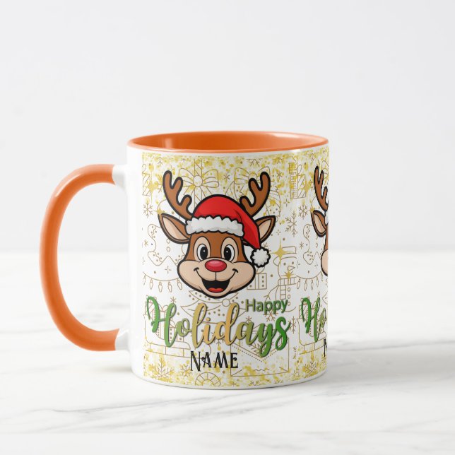 Caneca Personalize Duo Tone Mug Deer com o Papai noel (Esquerda)