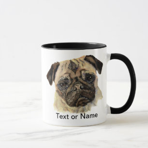 Caneca Personalize este Pug - cão da aguarela
