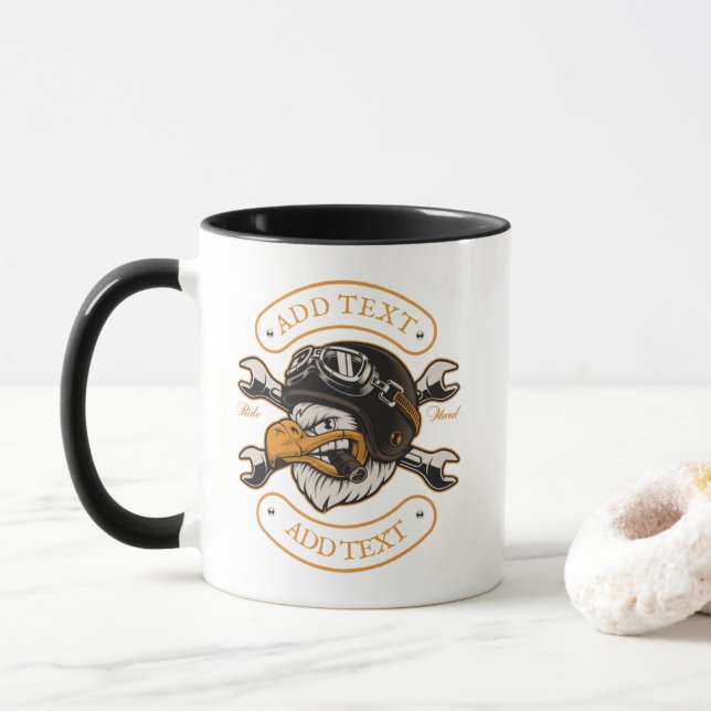 Caneca Personalize O Café Biker Eagle Wrenches (Com Donut)