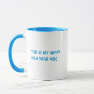 Caneca Personalize o Feliz ano novo brilhante azul