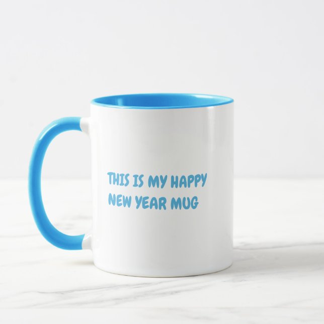 Caneca Personalize o Feliz ano novo brilhante azul (Esquerda)