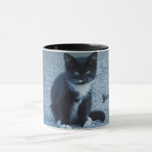 Caneca Personalize o gato preto e branco Tuxedo