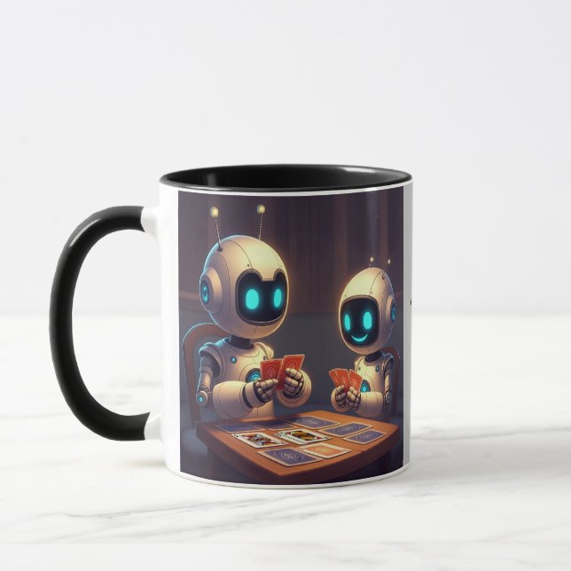 Caneca Personalize seu nome Jogo de Cartão Robô de Texto (Esquerda)