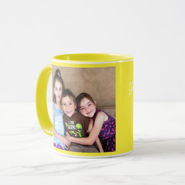 Caneca Personalize Yellow PHOTO MOPLATE Gift Coffee Mug (Frente Esquerda)