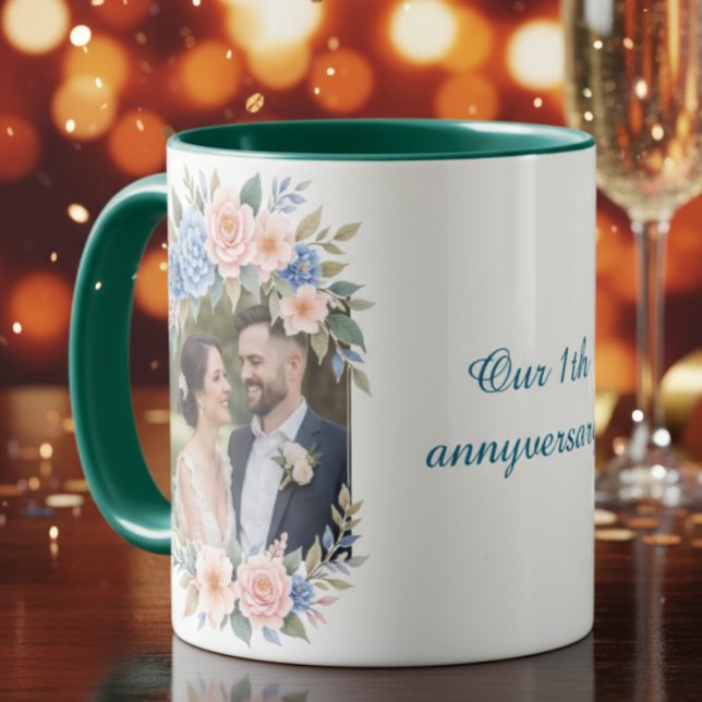 Caneca Personalized 1st Wedding Anniversary Photo Mug (Criador carregado)