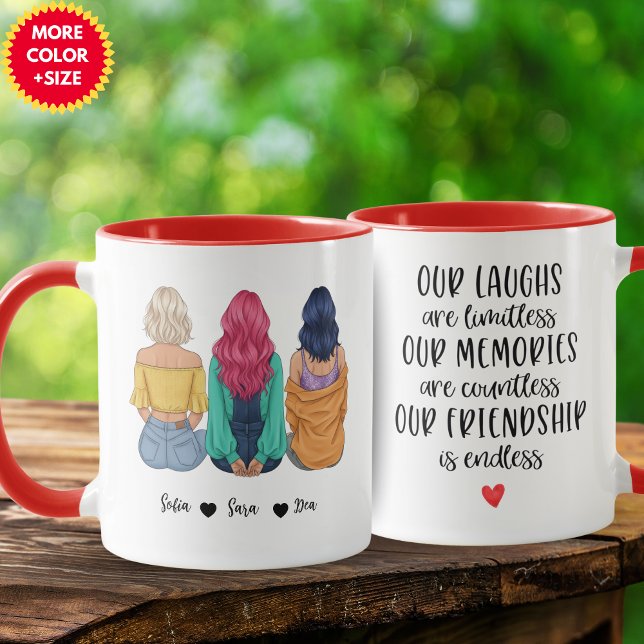 Caneca Personalized 3 Best Friends Mug | Custom BFF Gift (Personalized 3 Best Friends Mug | Custom BFF Gift)