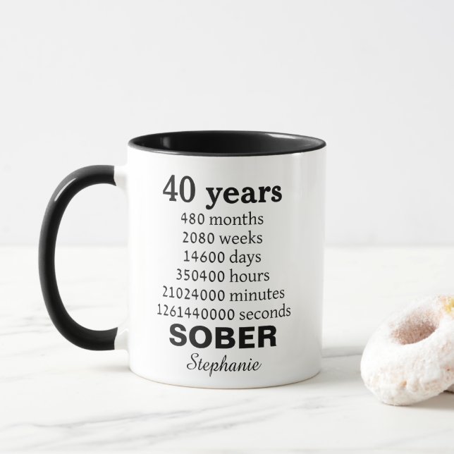 Caneca Personalized 40 Years Sober (Com Donut)