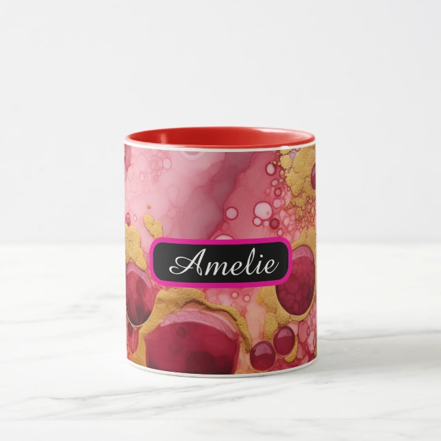 Caneca Personalized Alcohol Ink Style Mug with Name, gift (Centro)