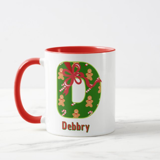 Caneca Personalized Alphabet 'D' Christmas  (Esquerda)