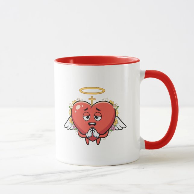 Caneca Personalized Angel Heart Prayer Mug - Custom Name (Direita)