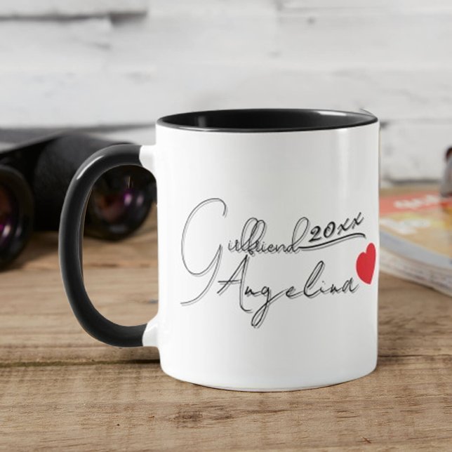 Caneca Personalized Angelina Name Girlfriend Red Hearts  (Criador carregado)