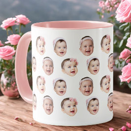 Caneca Personalized Baby Photo Mug with 3 Face Images