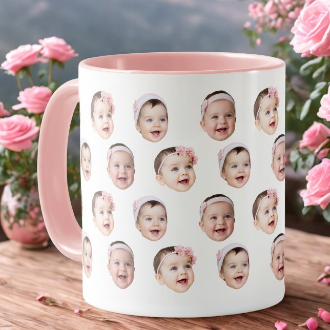 Caneca Personalized Baby Photo Mug with 3 Face Images (Criador carregado)