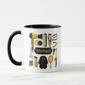 Caneca ​Personalized Barber Tools Custom Name Coffee Mug