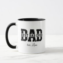 Personalized Best Dad Ever Photo Collage Black Mug