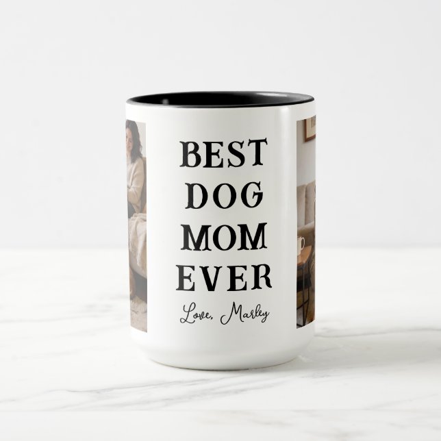 Caneca Personalized Best Dog Mom 2 Photo | Mother’s Day (Centro)
