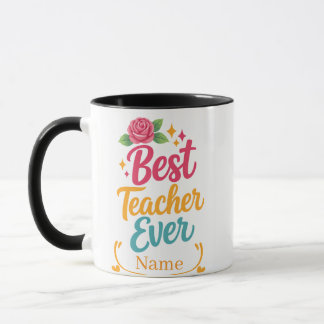 Caneca Personalized Best Teacher Ever Name Mug