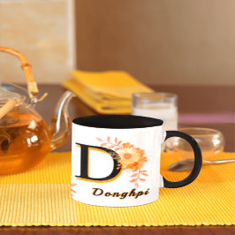 Caneca Personalized Boho Floral Mug - Custom Name & Initi