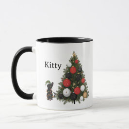 Caneca Personalized Cat & Christmas Tree Coffee Mug