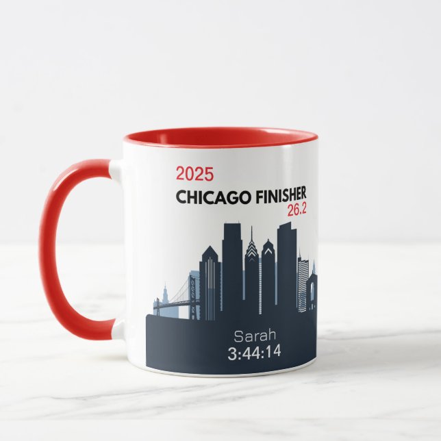Caneca Personalized Chicago Marathon Gift For Marathoner (Esquerda)