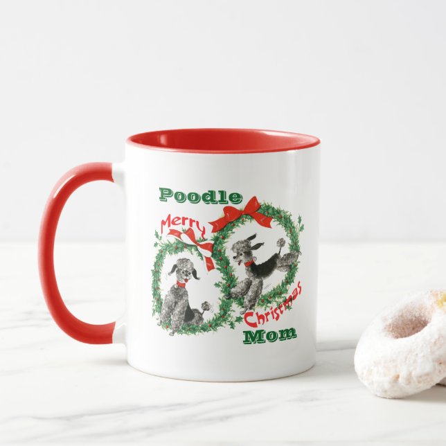 Caneca Personalized Christmas Gift for Poodle Dog Owner (Com Donut)